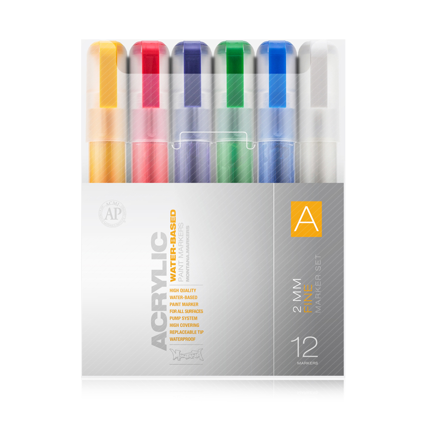 Frisk Acrylic Markers - 2mm Tip - Set Of 12 Colours