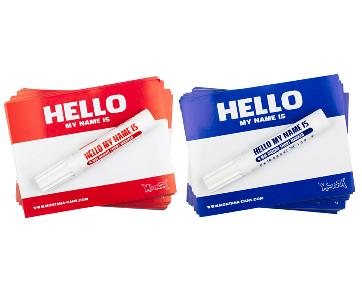 MONTANA-HELLO-MY-NAME-STICKER-RED-BLUE Montana „Hello my name is…“ Sticker Packs + Red & Blue