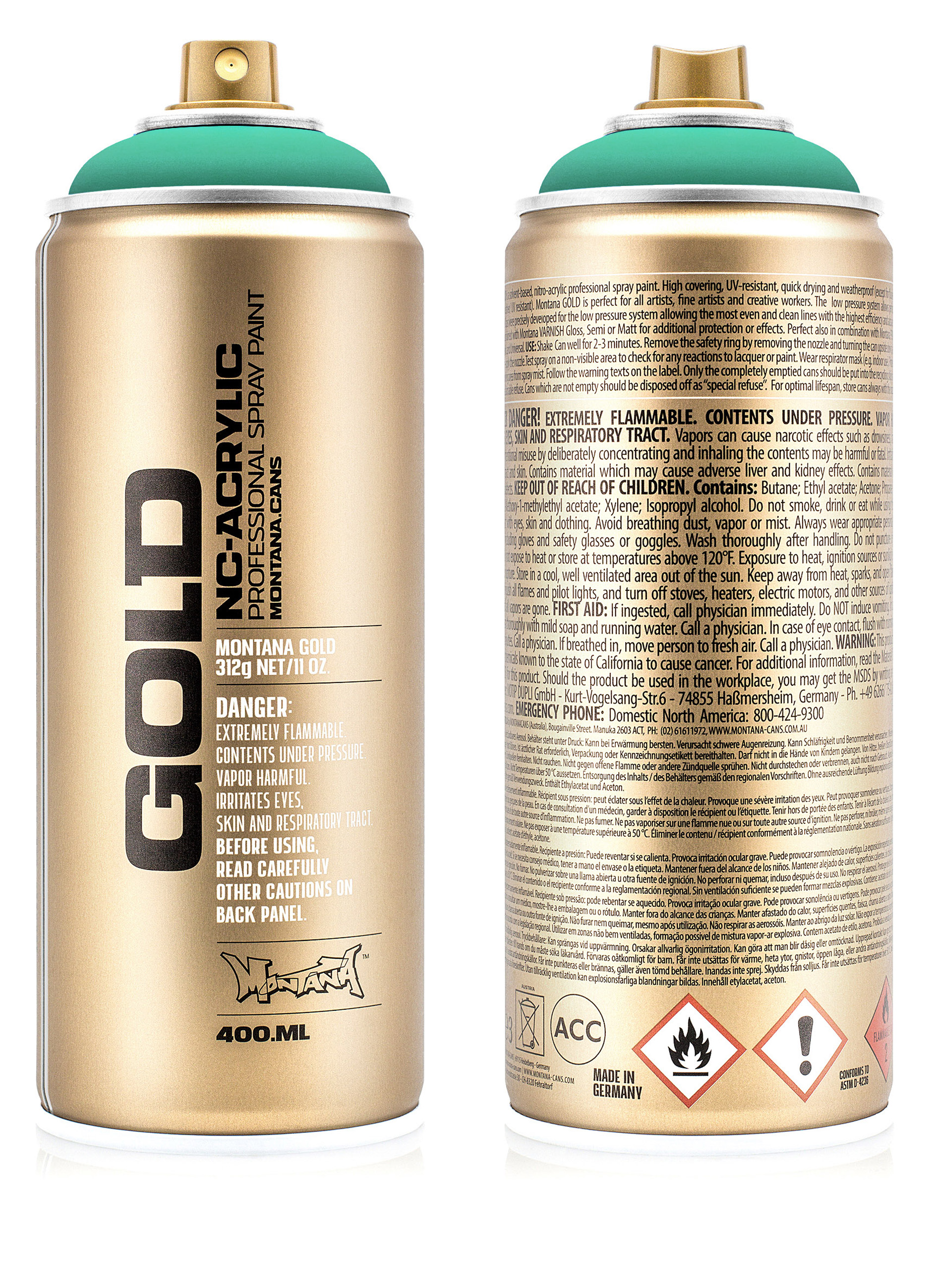 Montana GOLD Acrylic Spray Paint 400ml Active Cyan