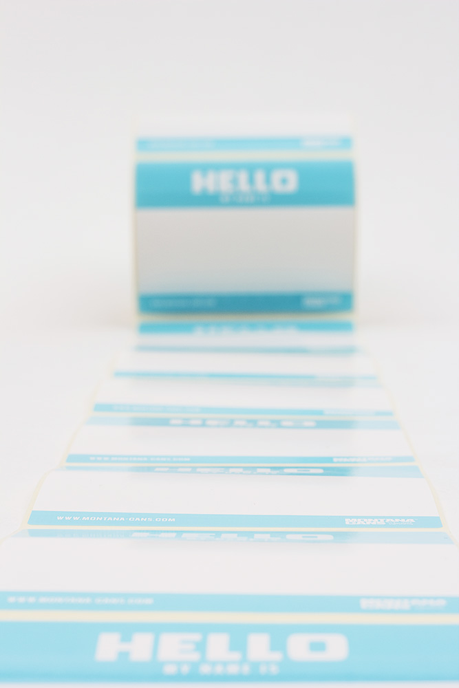 Montana HELLO MY NAME Roll of Stickers