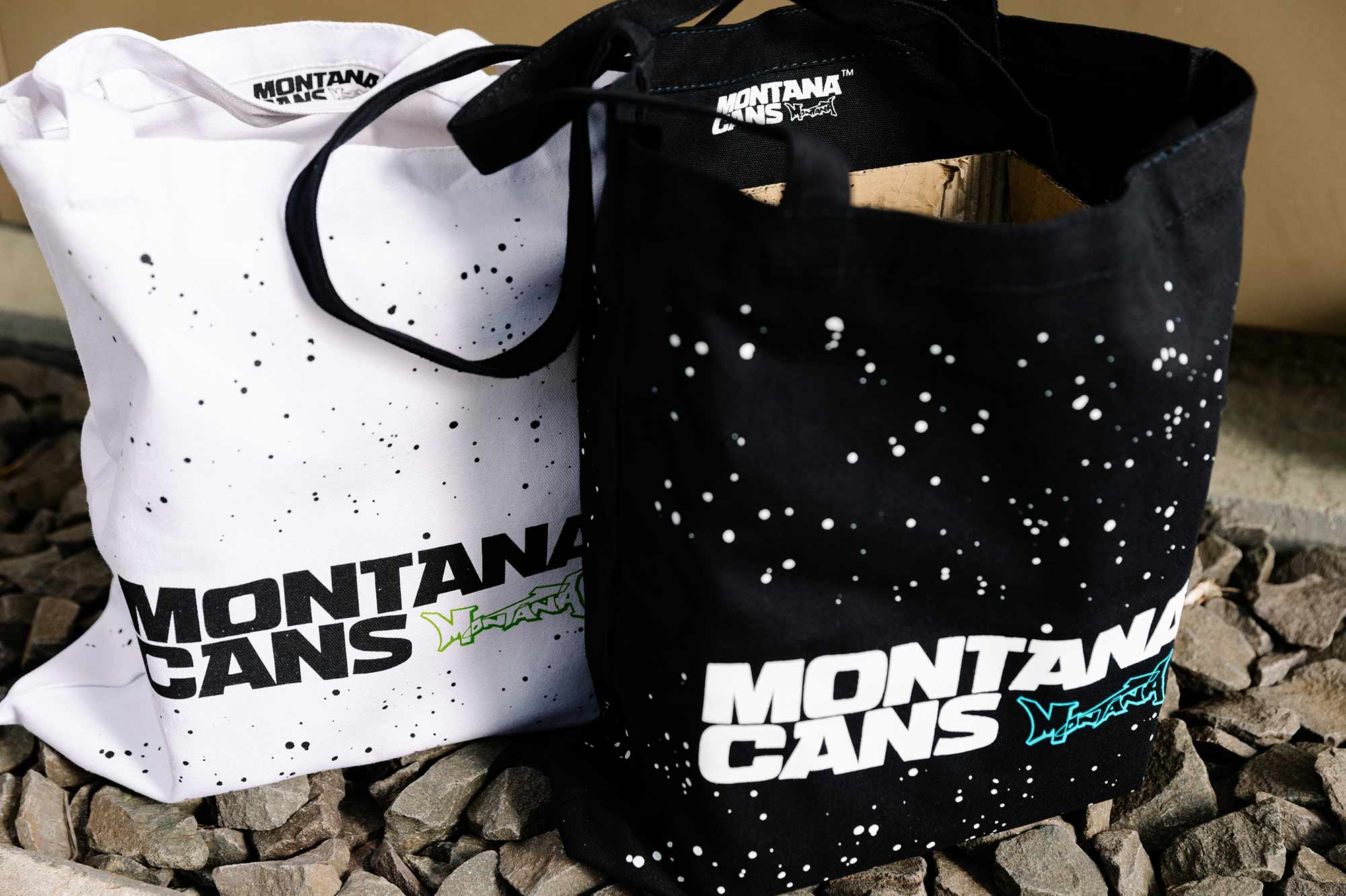 Montana Typo-Logo+Stars Cotton Bag - Black Montana Typo-Logo+Stars Cotton Bag - Black